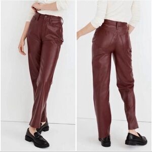Madewell The Perfect Vintage Straight Red Faux Leather Pants 27 Tall